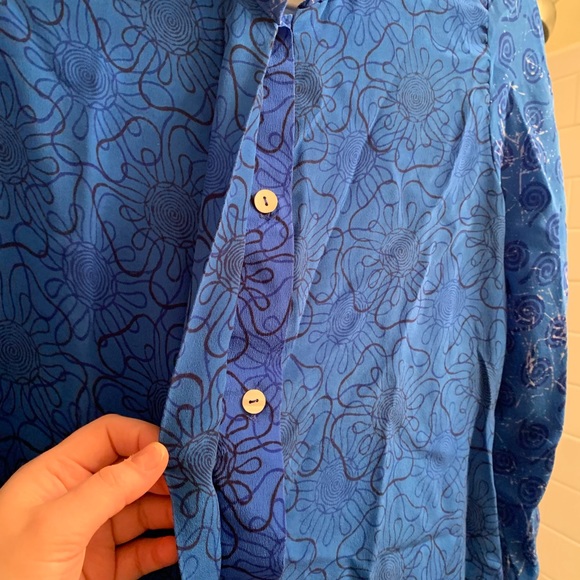 Harshita Water Flora Silk Button Down Blouse - Picture 8 of 15